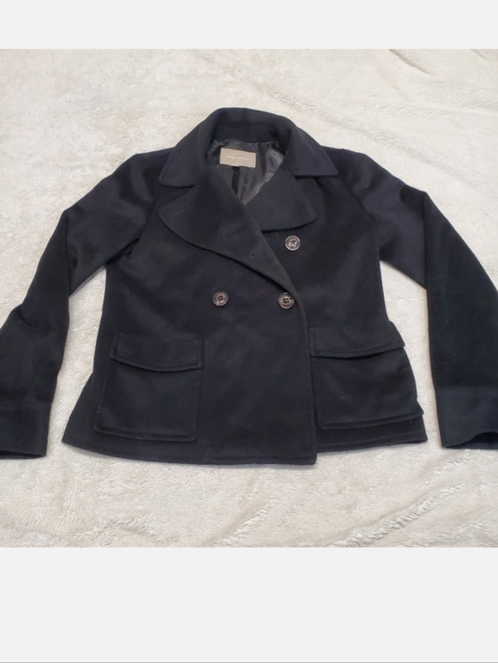 Banana Republic Black Wool Blend Classic‎ Winter Office Peacoat Jacket Medium